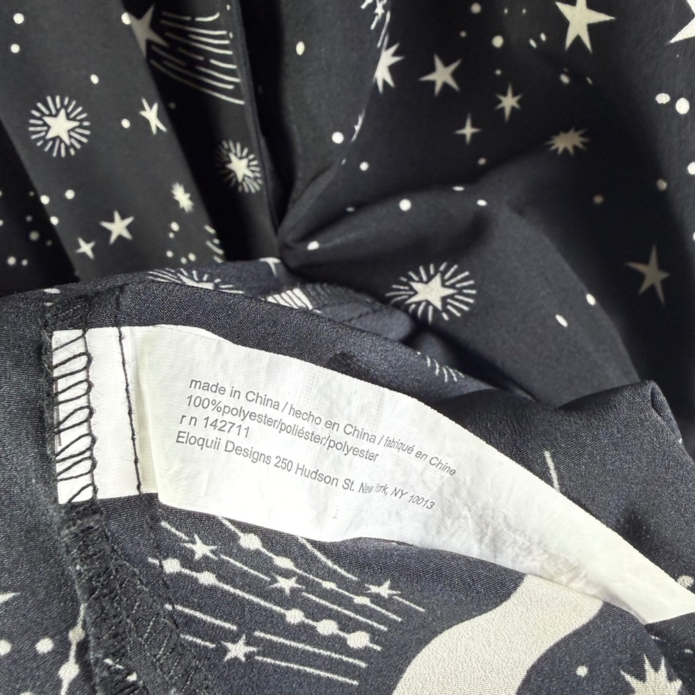 Eloquii Womens Black Celestial Moon Star Tie Neck Blouse Top Size 18 - Picture 4 of 8